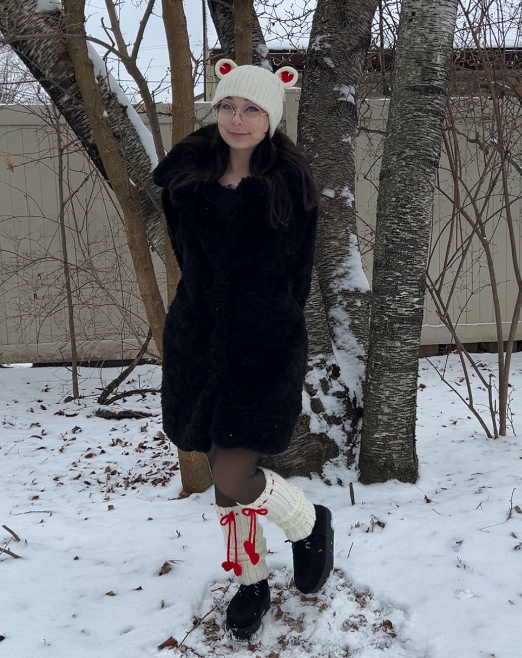 Valentine’s Day Teddy Matching Hat and Leg Warmer Set