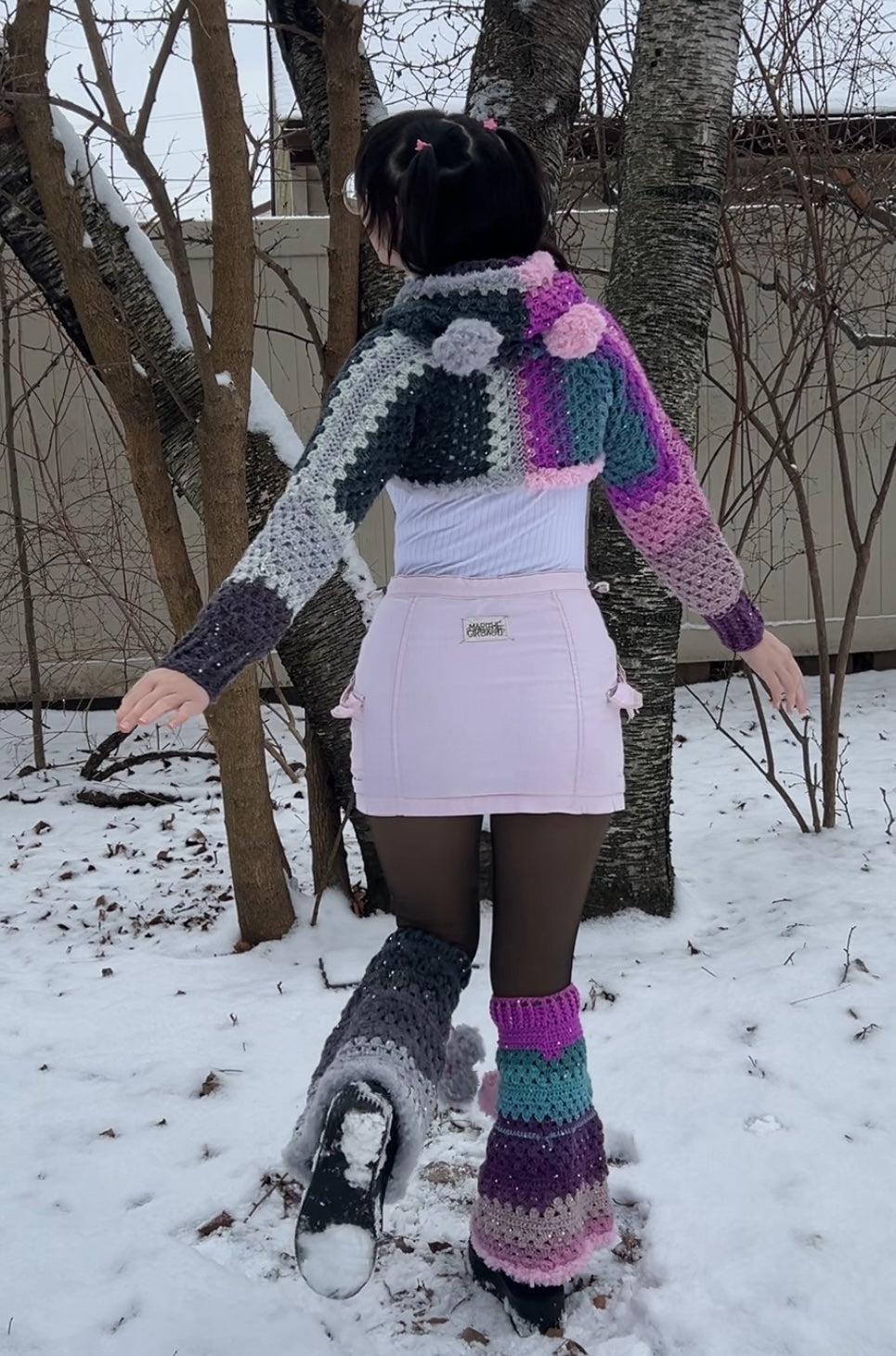 Split Two-Tone Sequined Bolero + Leg Warmer Set