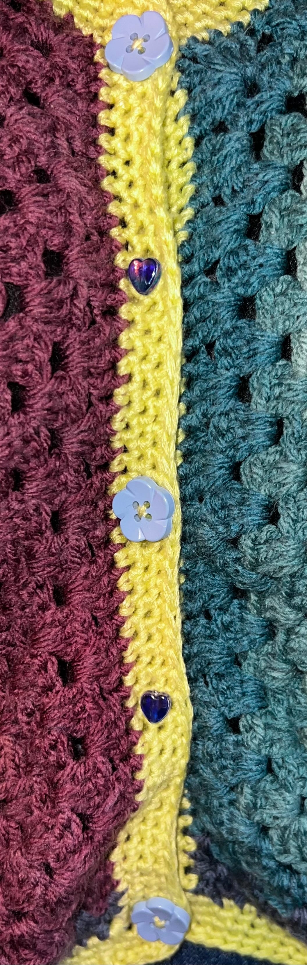 Crochet Cropped Rainbow Hexagon Cardigan