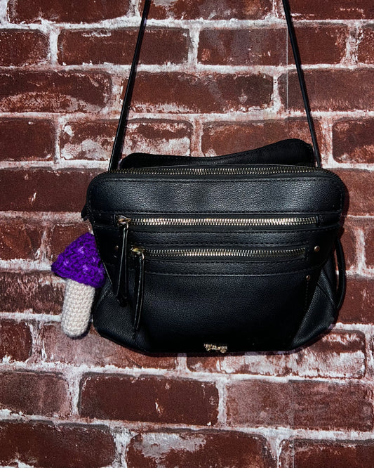 Crochet Purple Pointy Mushroom Pocket Keychain