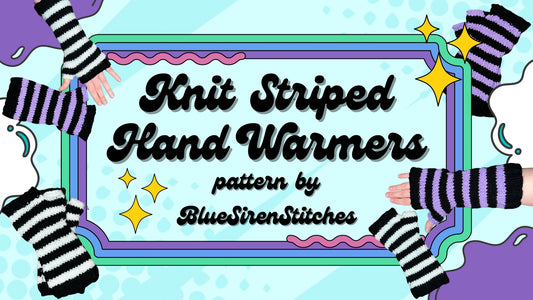 Knit Striped Hand Warmers PDF PATTERN with Printer Friendly Version included