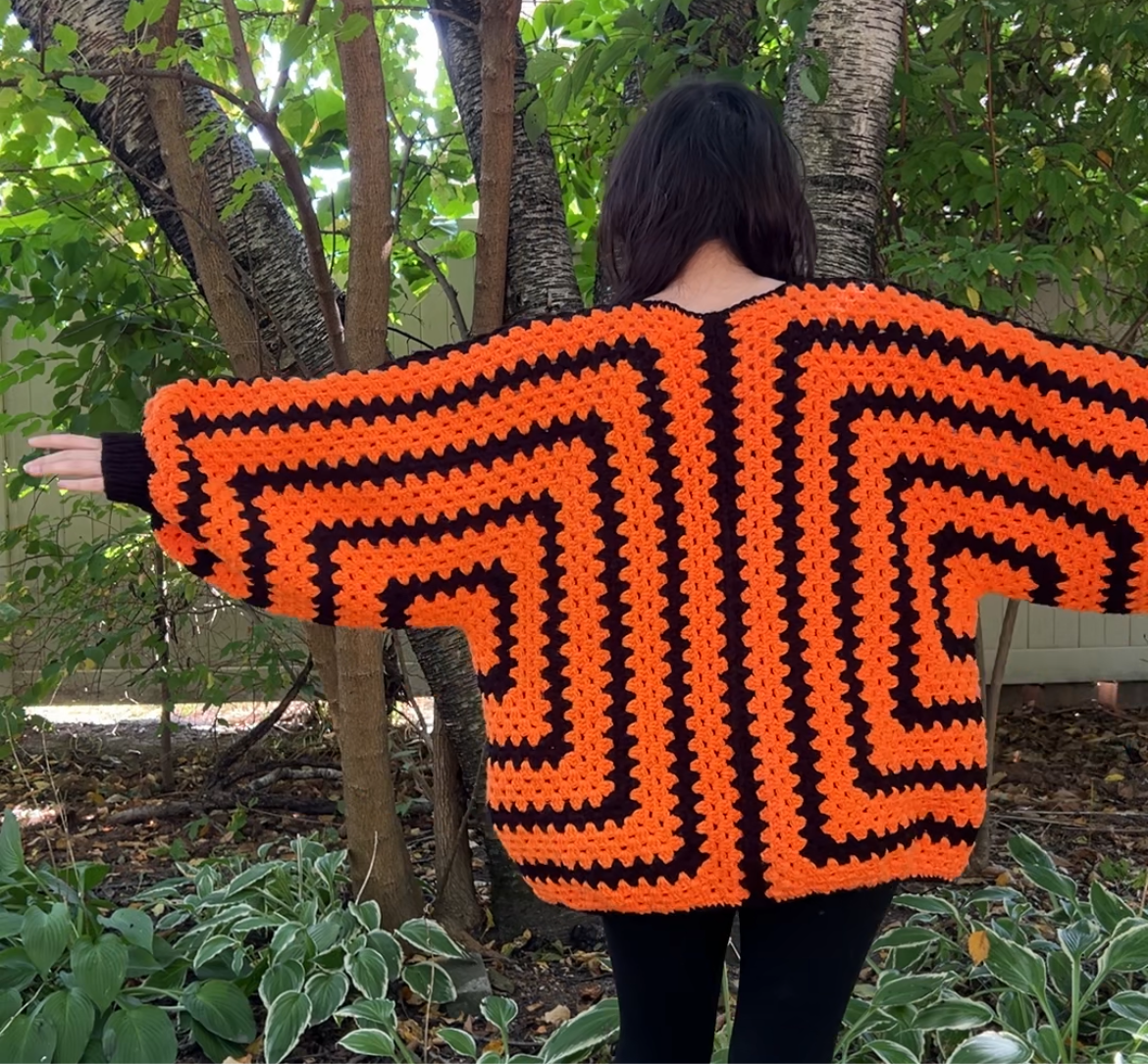 Pumpkin Hexagon Cardigan with Lined Pockets & Thumb-holes!