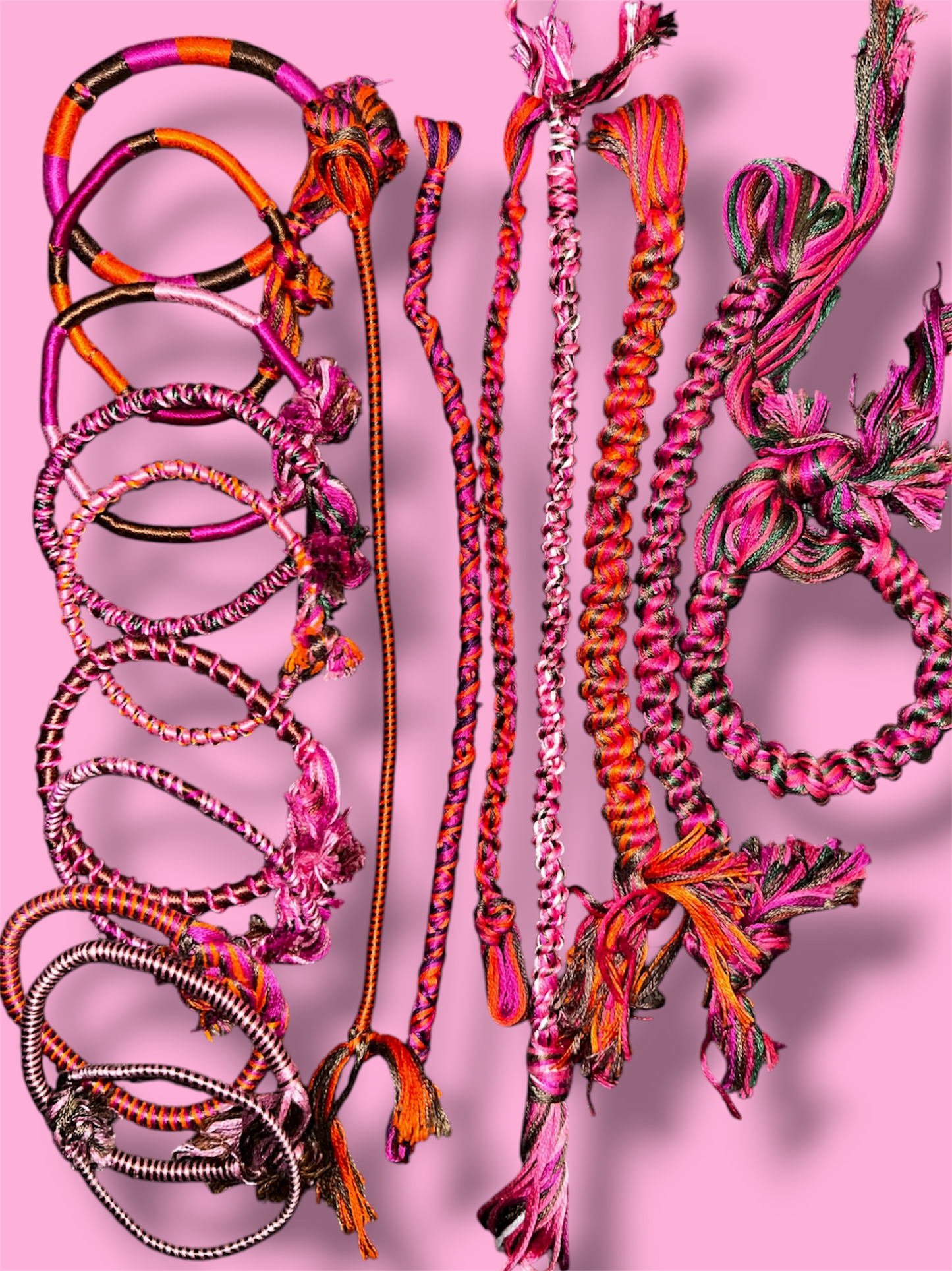 Pink/Orange/Brown Y2K thread bracelets