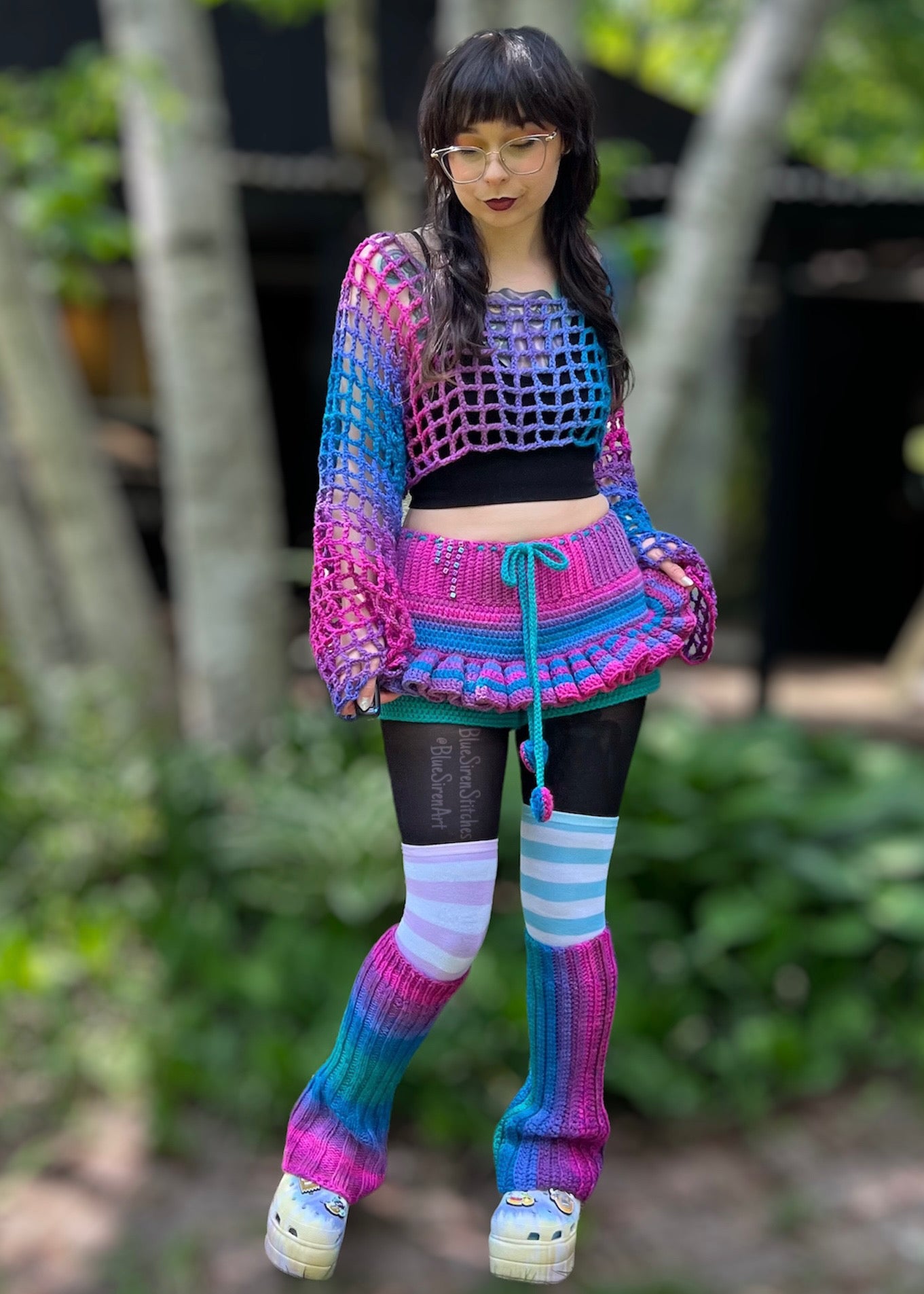 Not Your Unicorn! Bi Pride Crochet Set with Shrug Skort & Leg Warmers