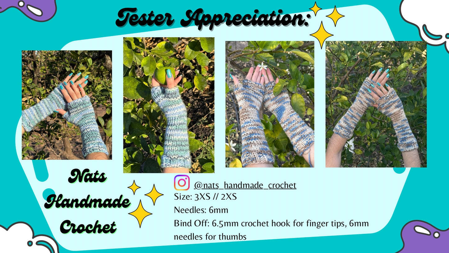 Knit Striped Hand Warmers PDF PATTERN with Printer Friendly Version included