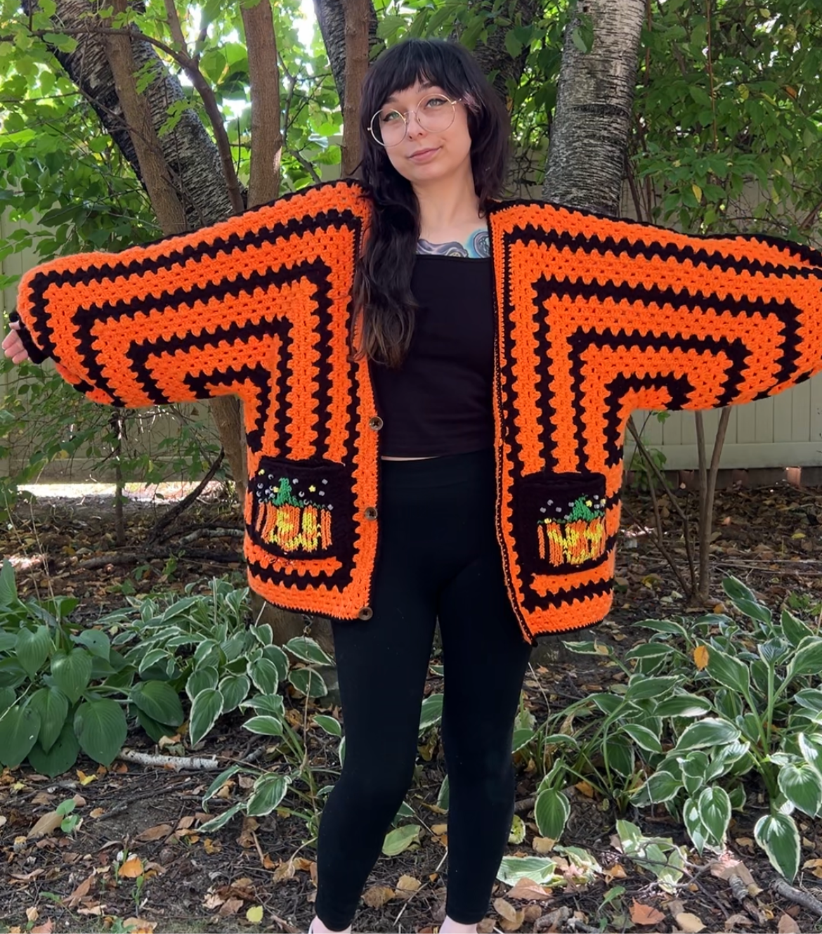 Pumpkin Hexagon Cardigan with Lined Pockets & Thumb-holes!