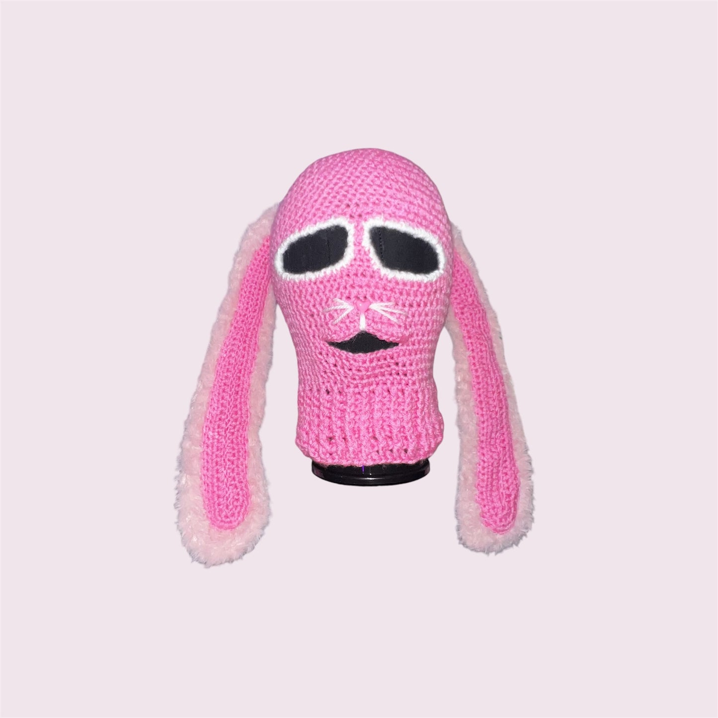 Pink Crochet Bunny Ski Mask