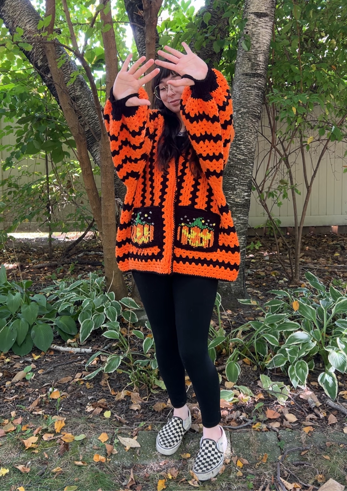 Pumpkin Hexagon Cardigan with Lined Pockets & Thumb-holes!