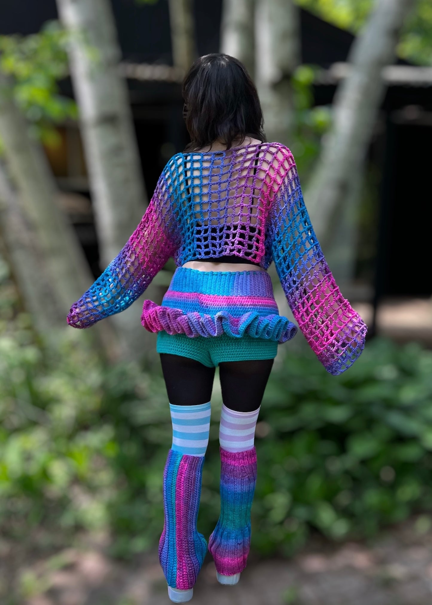 Not Your Unicorn! Bi Pride Crochet Set with Shrug Skort & Leg Warmers