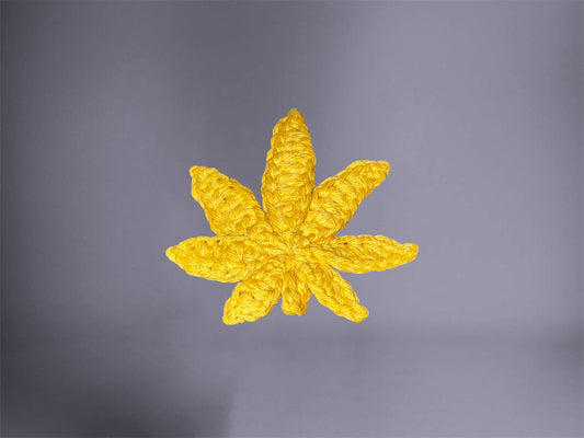 Yellow Leaf 420 Crochet Clip Accessory