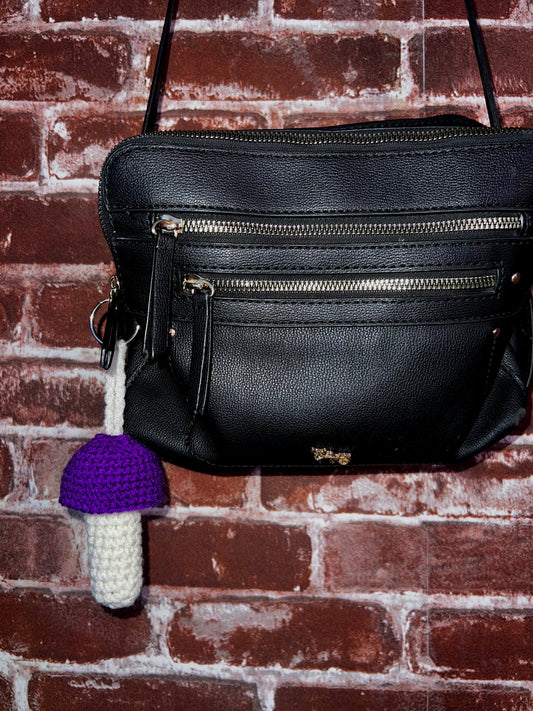 Crochet Purple Mushroom Pocket Keychain