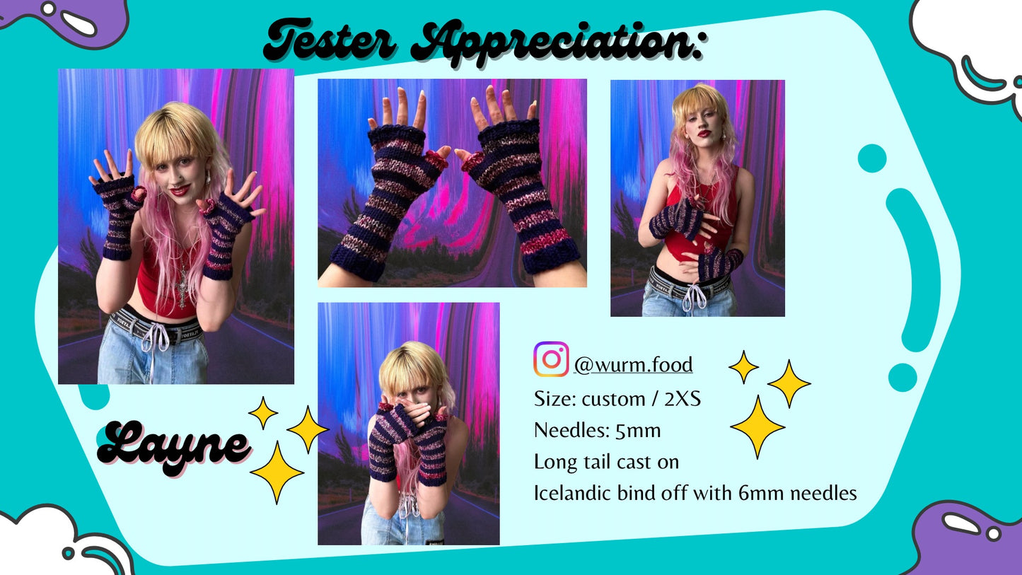 Knit Striped Hand Warmers PDF PATTERN with Printer Friendly Version included