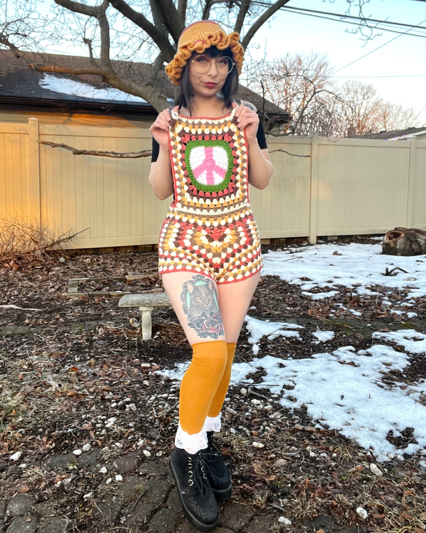 Peace Over All Overalls + Matching Bucket Hat Set