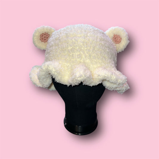 Fuzzy Bear Crochet Bucket Hat