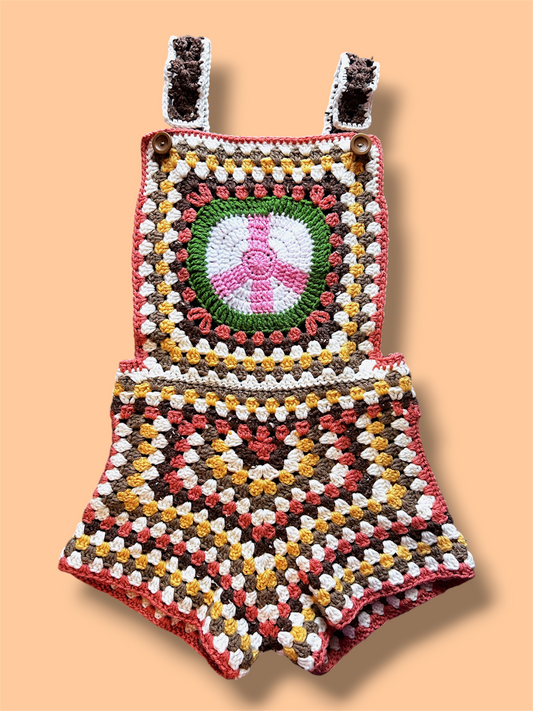 Peace Over All Overalls + Matching Bucket Hat Set