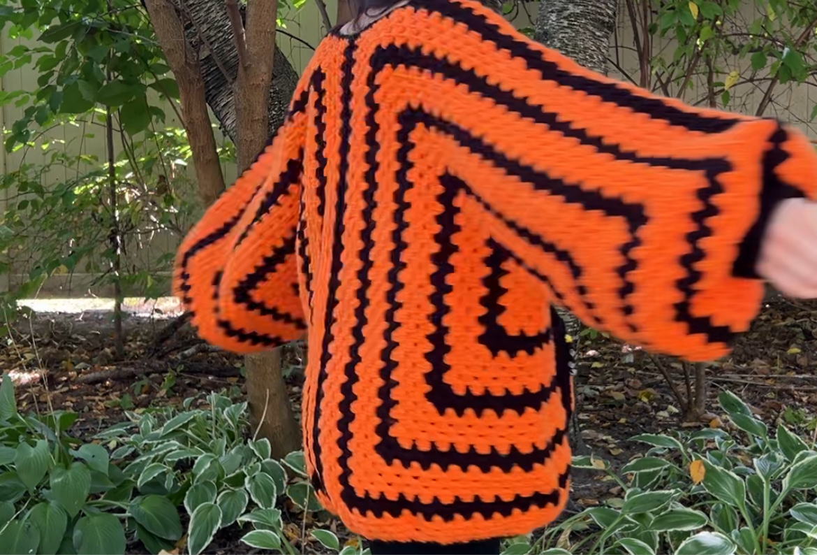 Pumpkin Hexagon Cardigan with Lined Pockets & Thumb-holes!