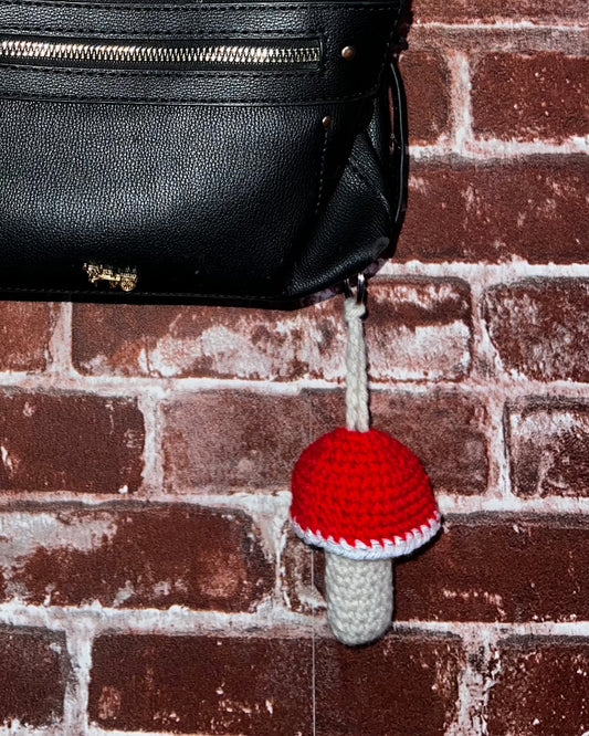 Crochet Red Mushroom Pocket Keychain