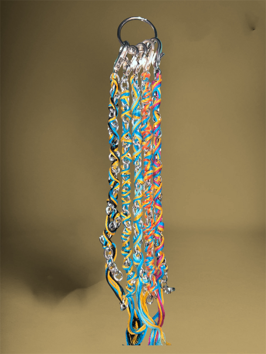 Blue and Yellow Dominant Chain & Thread Bracelets
