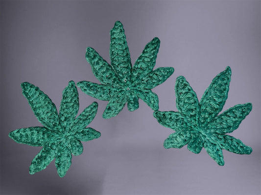 Dark Green Leaf 420 Crochet Clip Accessory