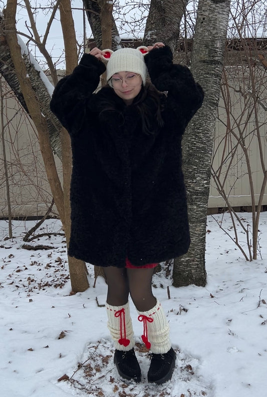 Valentine’s Day Teddy Matching Hat and Leg Warmer Set