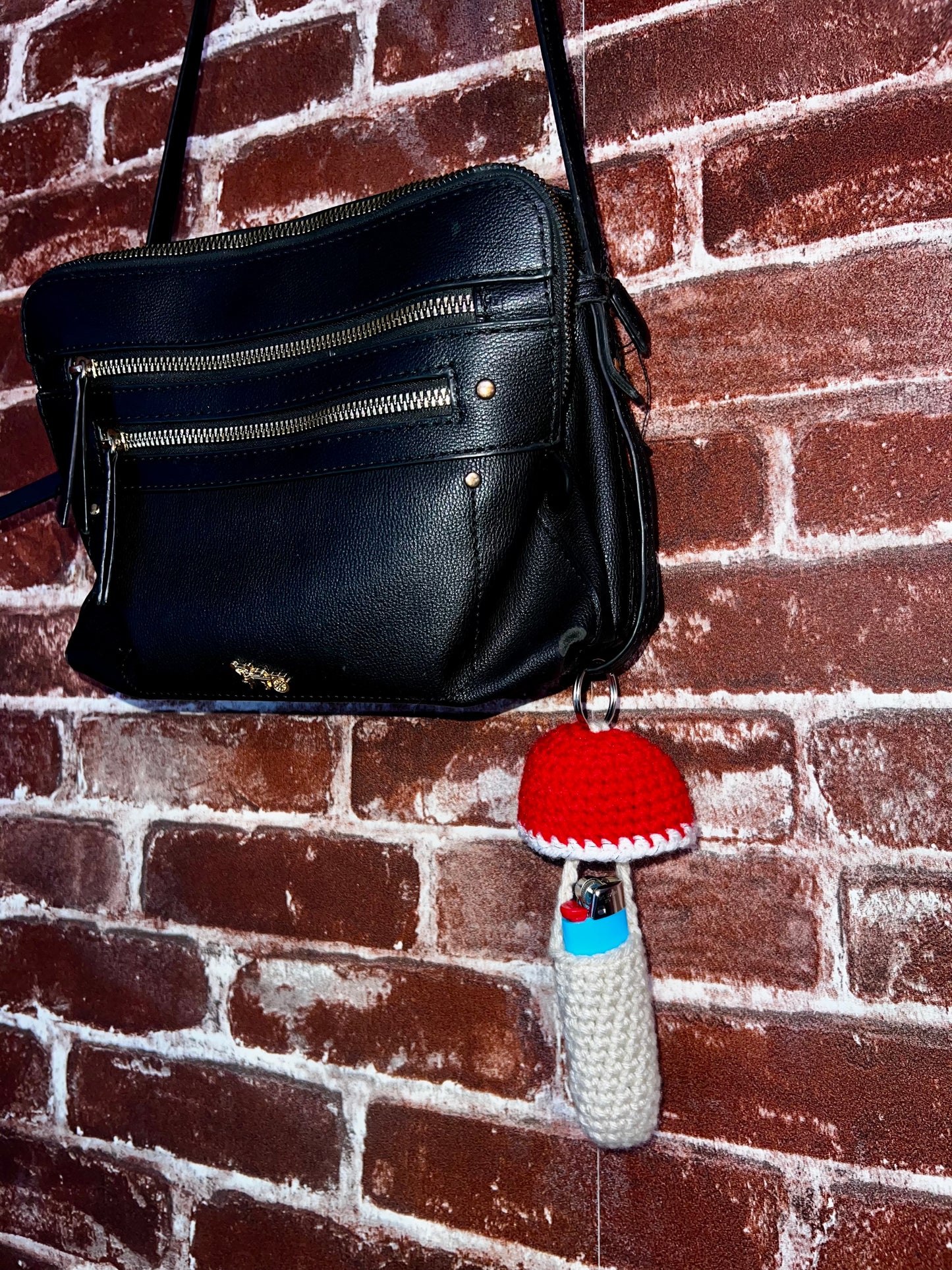 Crochet Red Mushroom Pocket Keychain