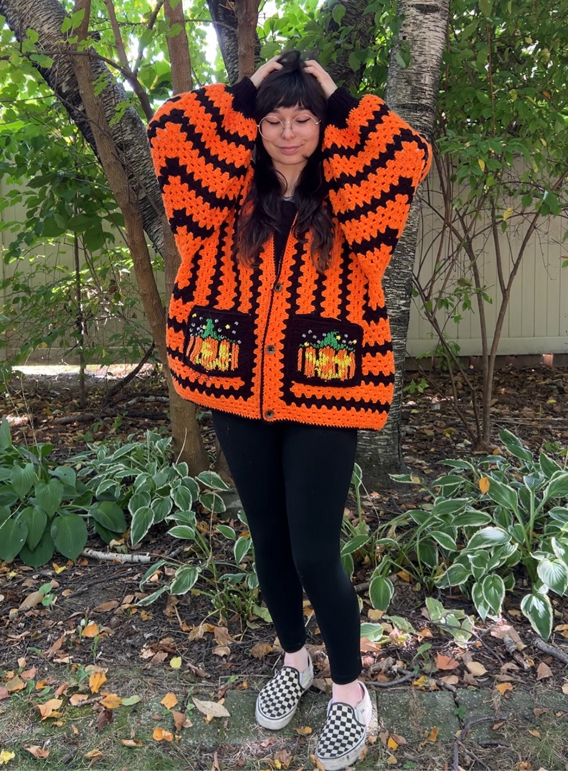 Pumpkin Hexagon Cardigan with Lined Pockets & Thumb-holes!