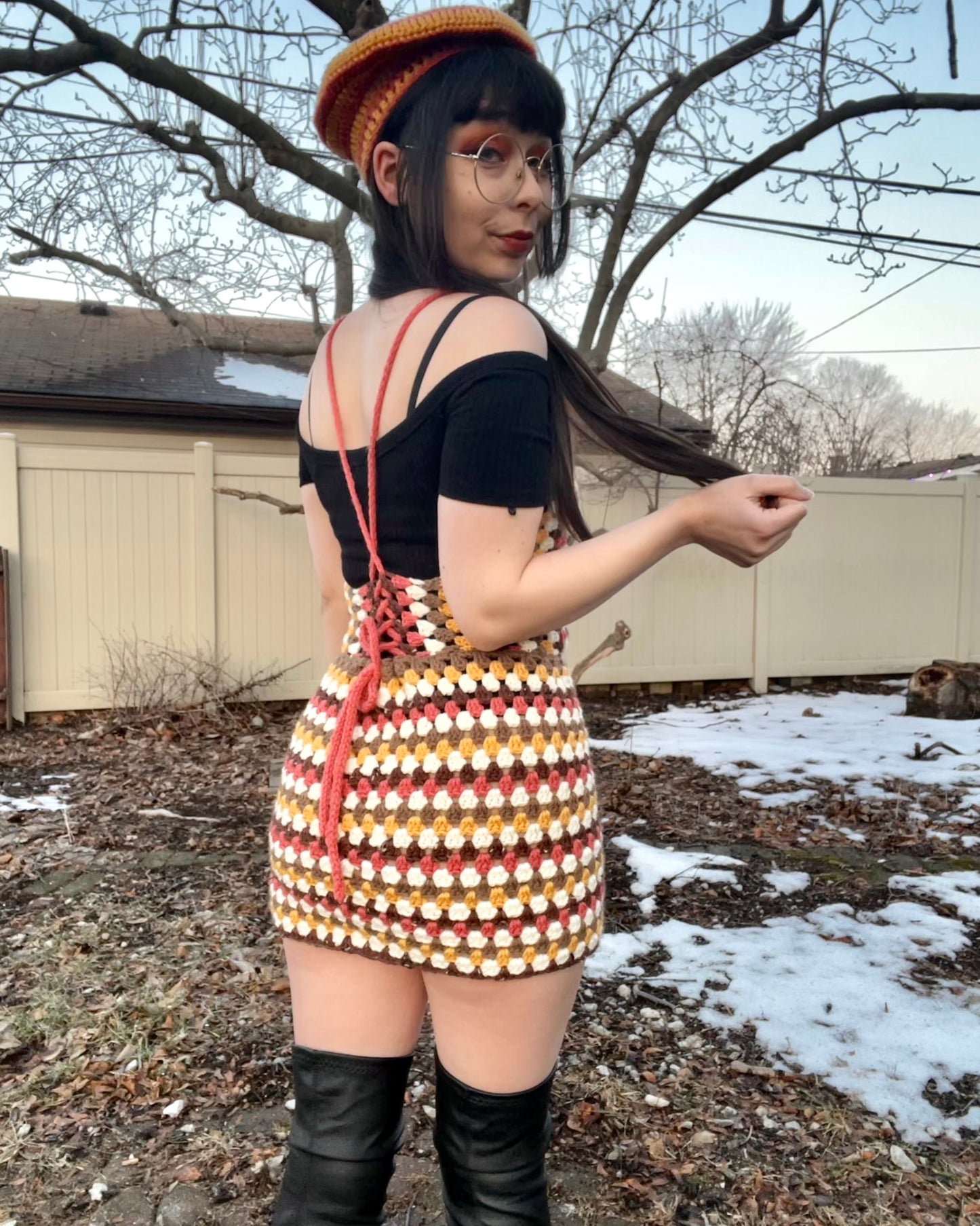 Peace Over All Dress + Matching Beret Set