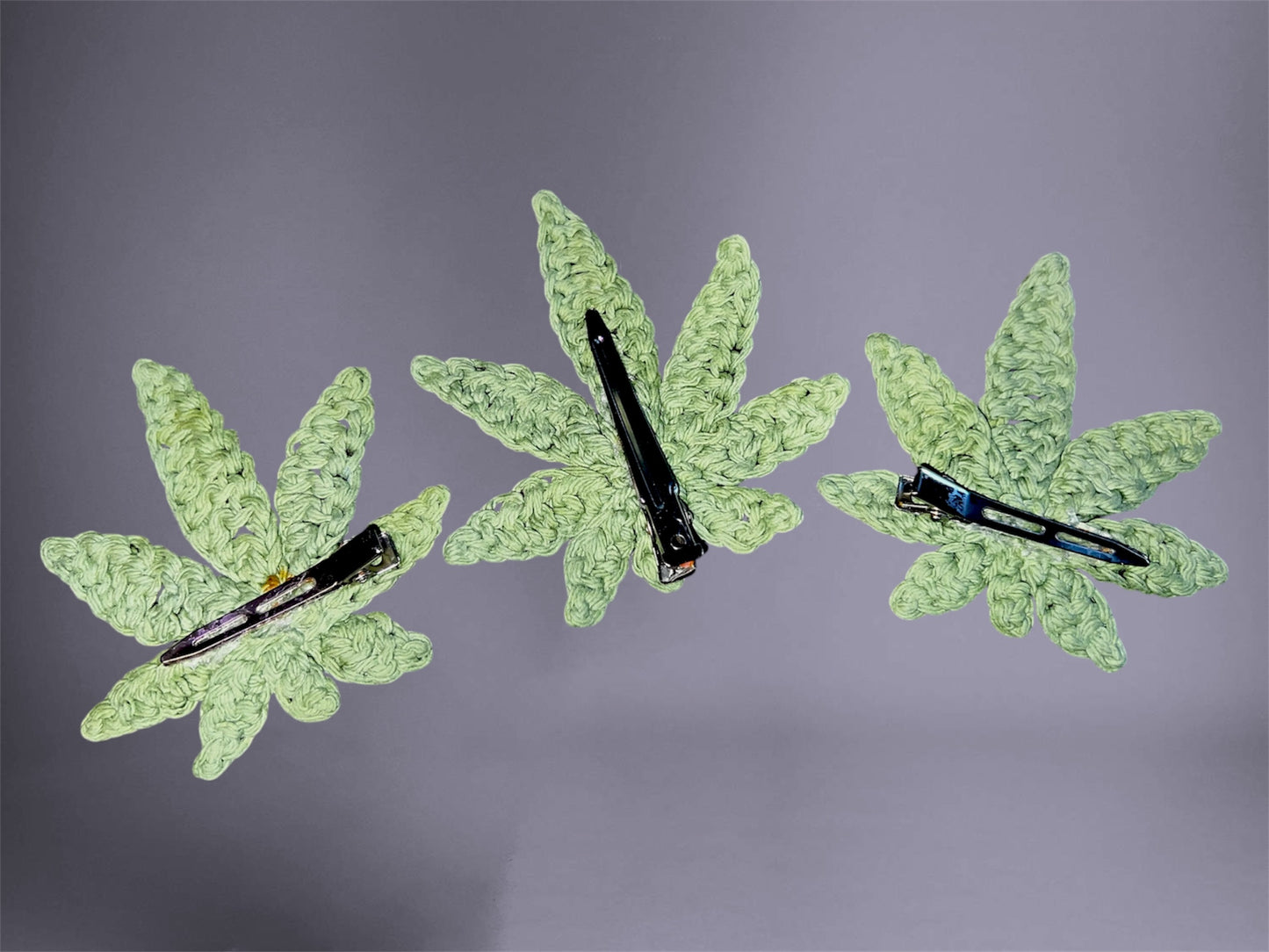 Light Green Leaf 420 Crochet Clip Accessory