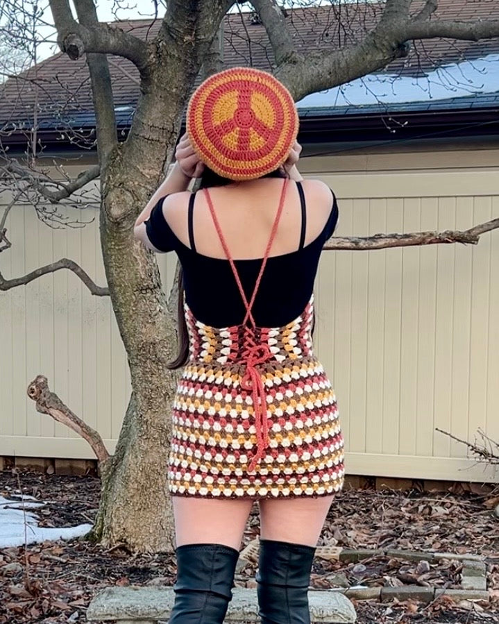 Peace Over All Dress + Matching Beret Set