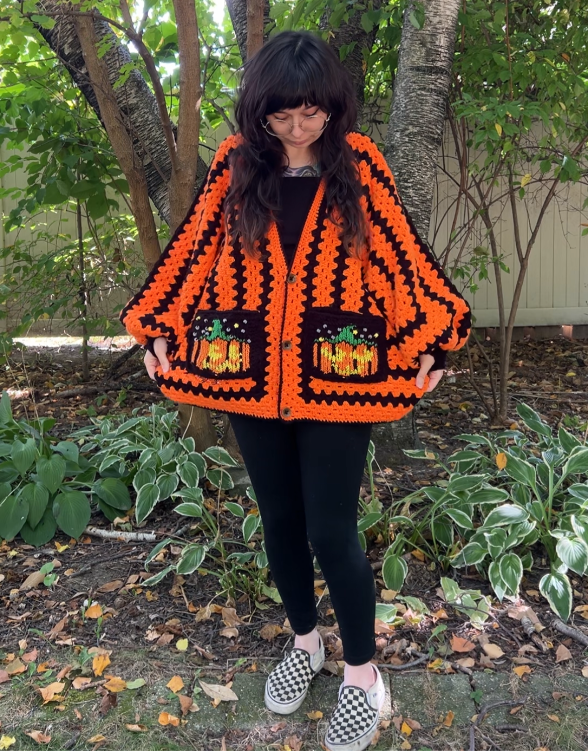 Pumpkin Hexagon Cardigan with Lined Pockets & Thumb-holes!