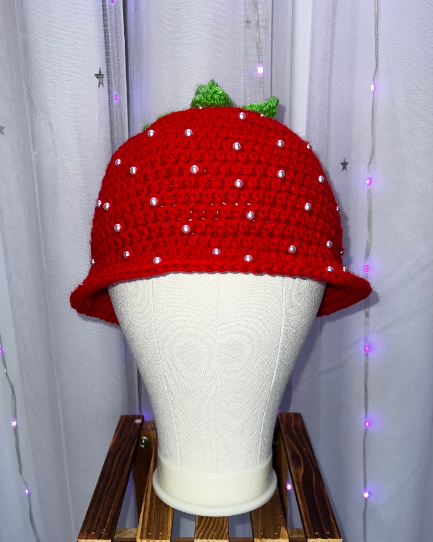 Red Strawberry Crochet Bucket Hat