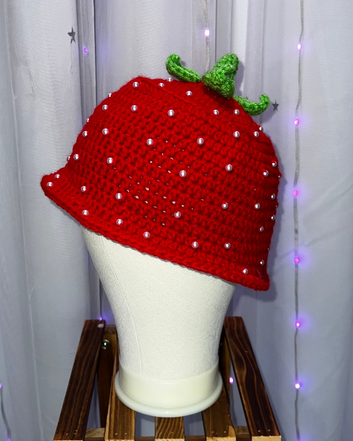 Red Strawberry Crochet Bucket Hat