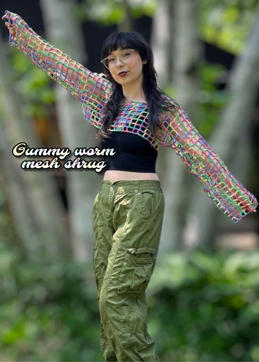 Gummy Worm Crochet Mesh Shrug