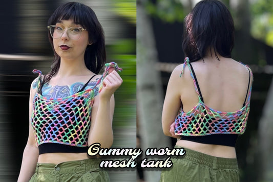 Gummy Worm Crochet Mesh Tank Top